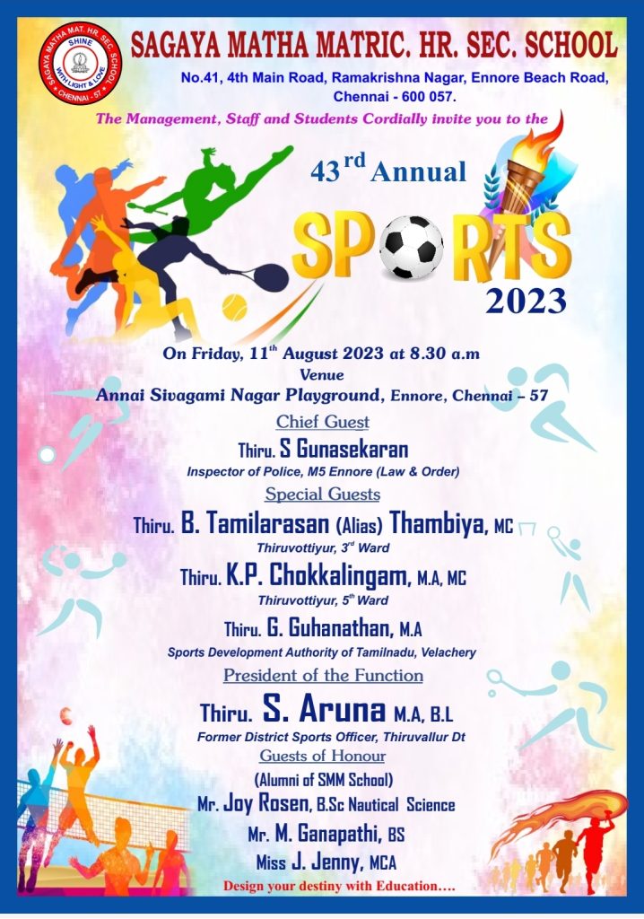 43rd ANNUAL SPORTS DAY 2023 – Sagaya Matha Matric Hr. Sec. School